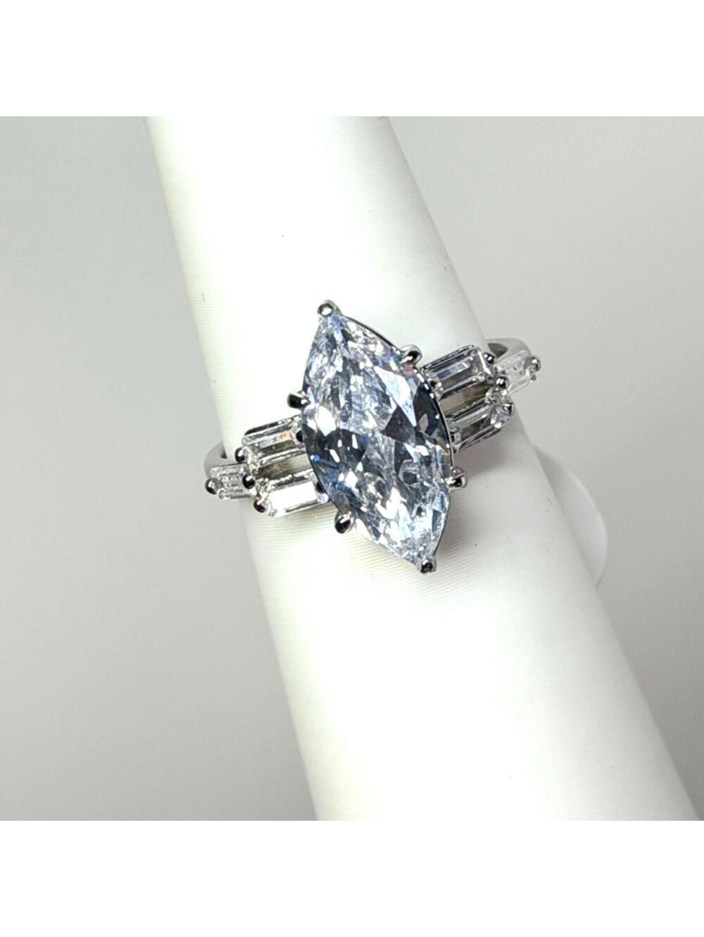 Bomb Party Ring Sz 8 "Say It's Mine" Clear Cz on Rhodium RG46807